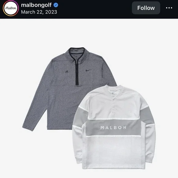 Rare Malbon Golf x Nike Dri-Fit NGC Long Sleeve Pullover Photon Dust Gray Size M